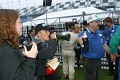 Holly and Kris Nonnamaker and Troy Miller celebrate the Daytona victory. 